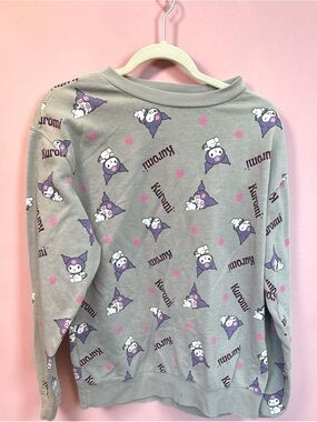 Bioworld Gray Sweatshirt with Purple & Pink Kuromi Print